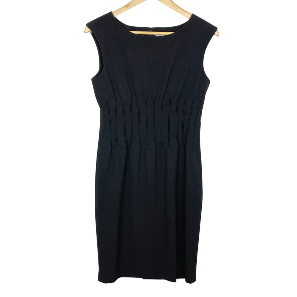 Calvin Klein Black Sleeveless Pintuck Waist Sheath Dress Womens 8 Classic Career